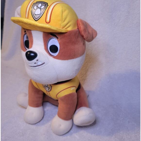 Paw Patrol Rubble Dog Plush Stuffed Animal Toy 6” Sitting Yellow Spin Master - Picture 2 of 10